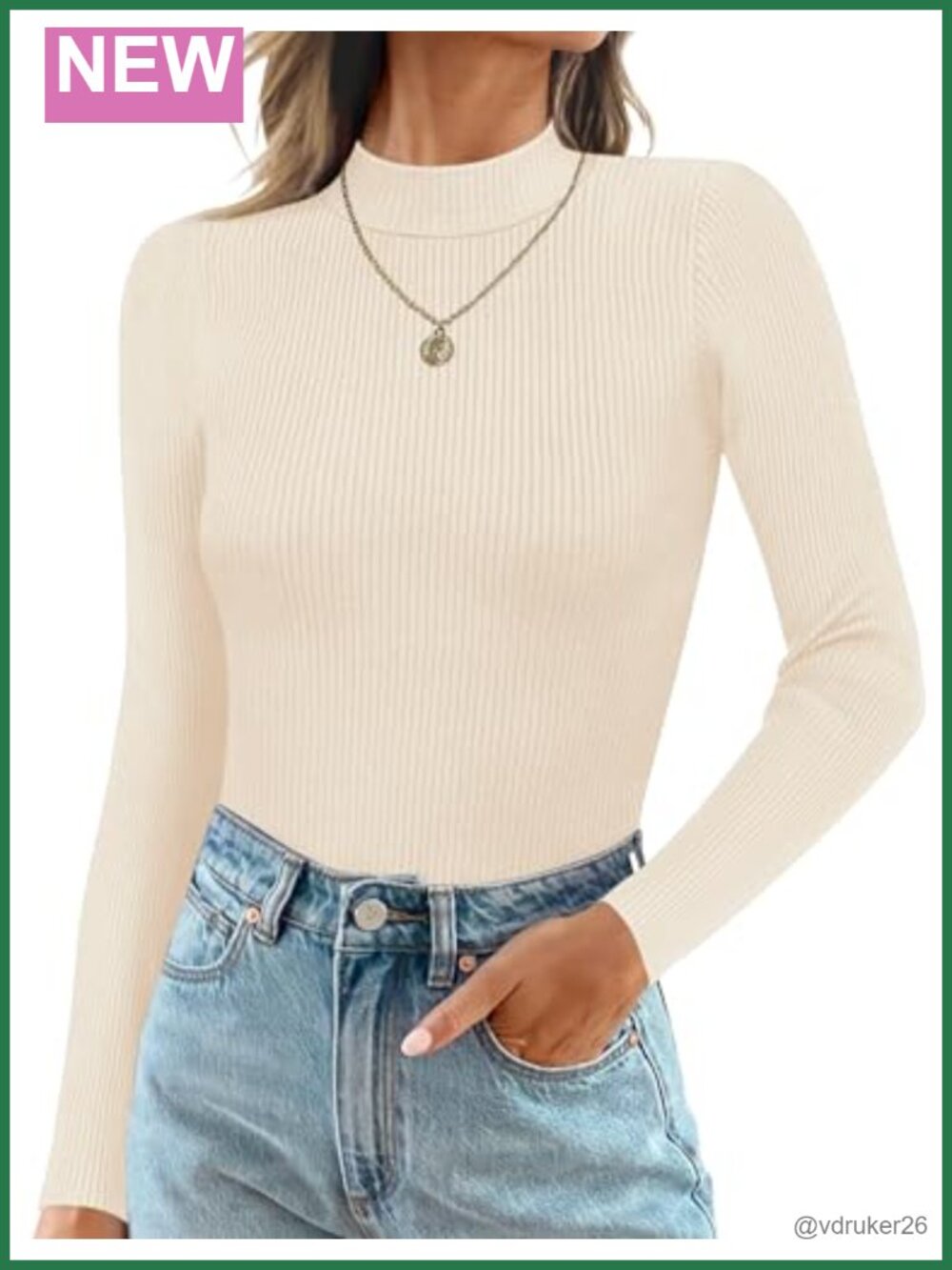 Mock Neck Thermal Top Women Long Sleeve Ribbed Slim Fit Base Layer